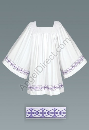 Abbey Brand 3/4 Sleeve, Purple-Banded Server Surplice