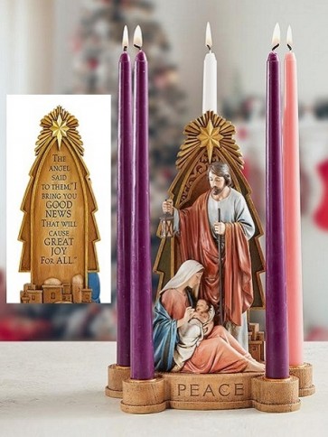 Avalon Gallery 10-3/4"H "Good News" Advent Candleholder