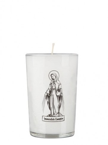 Dadant Candle Immaculate Conception 24-Hour Glass Prayer Candle - Case of 12 Candles