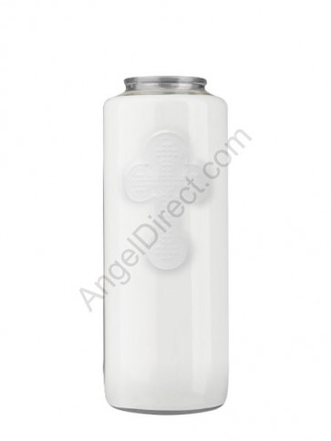 Dadant Candle No. 4 White, 6-Day, Glass Devotional Candle - Case Of 12 Candles