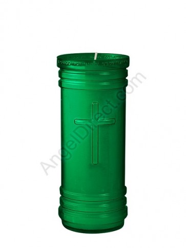 Dadant Candle P-Series Green, 5-1/2 Day, Plastic Devotional Candle - Case Of 24 Candles
