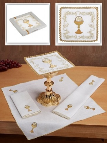 R.J. Toomey 100% Linen Chalice and Host Four-Piece Linen Set