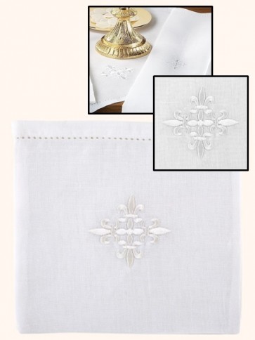 R.J. Toomey 100% Linen Fleur-de-Lis Chalice Pall with Insert - Pack of 3
