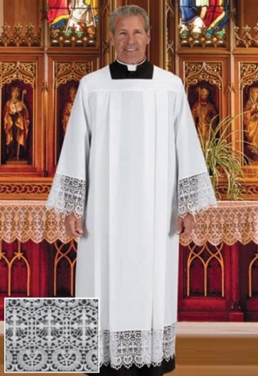 R.J. Toomey Budded Cross Box Pleat Alb