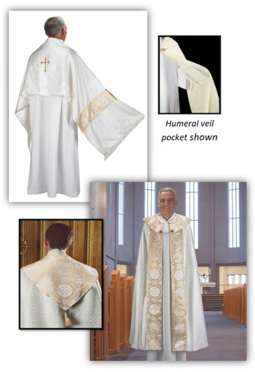 R.J. Toomey Gold Medallion Collection White Cope And Humeral Veil Set
