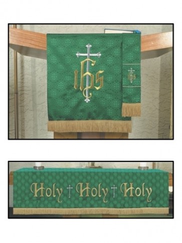R.J. Toomey Maltese Cross Green Jacquard Three-Piece Parament Set