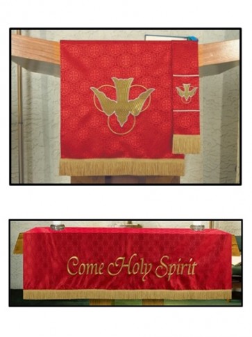 R.J. Toomey Maltese Cross Red Jacquard Three-Piece Parament Set