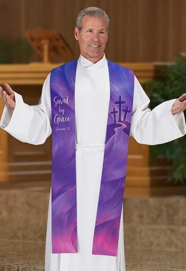 R.J. Toomey "Saved By Grace" Lenten Purple Overlay Stole