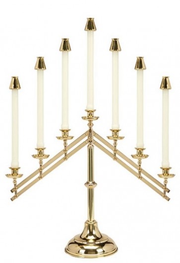 Sudbury Brass 18"H Seven-Light Adjustable Table Candelabra