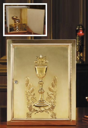 Sudbury Brass 19"H Chalice and Host Brass Tabernacle