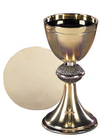 Sudbury Brass Budded Cross Chalice and Paten Set