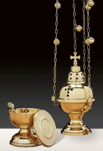 Sudbury Brass Eastern Rite Censer and Incense Boat Set