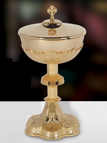 Sudbury Brass Embossed Vines Ciborium with Celtic Cross Cover
