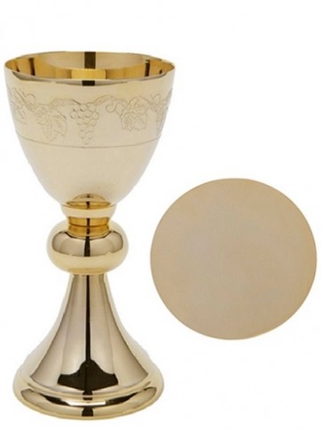 Sudbury Brass Grapes and Leaves Chalice and Paten Set