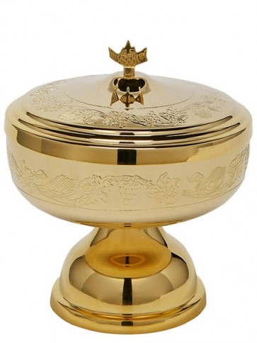 Sudbury Brass Grapes and Leaves Ciborium with Loaves and Fishes Cover