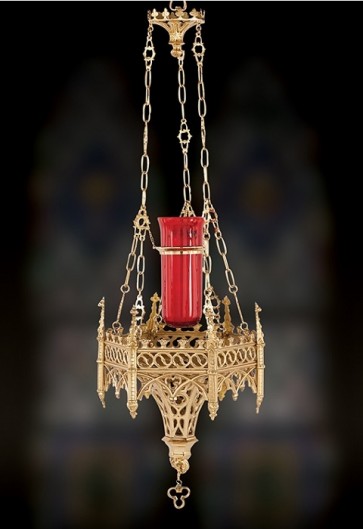 Sudbury Brass Hanging Sanctuary Lamp with Globe