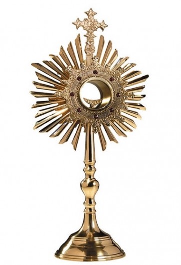 Sudbury Brass Jeweled Cross and Rays Monstrance
