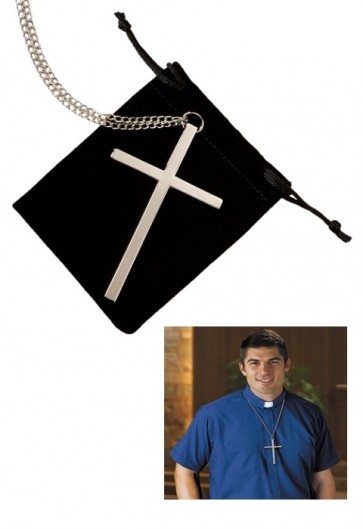 Sudbury Brass Silver Plate Pectoral Cross - Pack of 3 Crosses