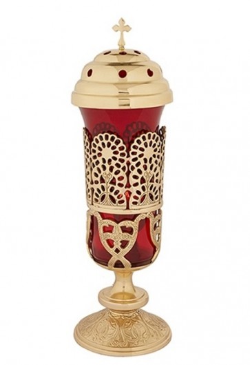 Sudbury Brass Table Sanctuary Lamp with Globe and Top