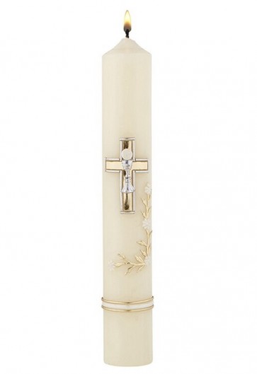 Will & Baumer 1-1/2"D "Classic Cross" First Communion Candle - Box of 4 Candles