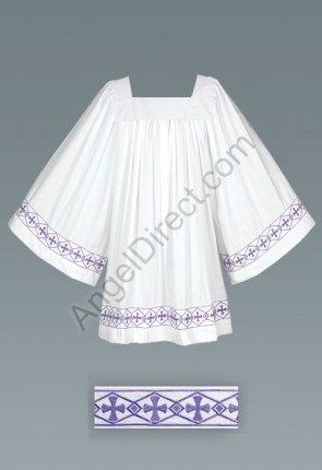 Abbey Brand 3/4 Sleeve, Purple-Banded Server Surplice