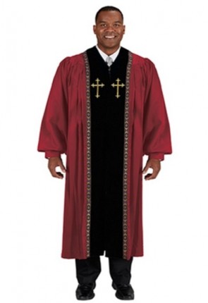 Cambridge Burgundy Peachskin Embroidered Cross Pulpit Robe
