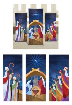 Celebration Banners "Let Us Adore Him" 23"W X 63"H Set of Three Worship Banners