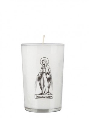 Dadant Candle Immaculate Conception 24-Hour Glass Prayer Candle - Case of 12 Candles