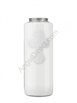 Dadant Candle No. 4 White, 6-Day, Glass Devotional Candle - Case Of 12 Candles