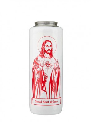 Dadant Candle Sacred Heart of Jesus 6-Day, Glass Devotional Candle - Case of 12 Candles