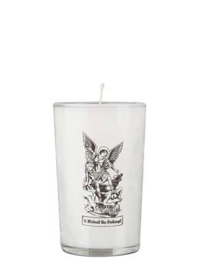 Dadant Candle Saint Michael the Archangel 24-Hour Glass Prayer Candle - Case of 12 Candles