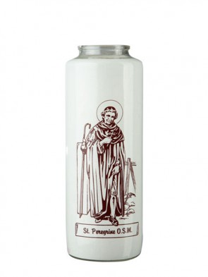 Dadant Candle Saint Peregrine 6-Day, Glass Devotional Candle - Case of 12 Candles