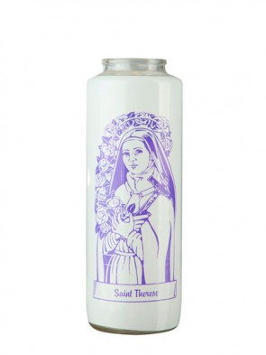 Dadant Candle Saint Thérèse of Lisieux 6-Day, Glass Devotional Candle - Case of 12 Candles