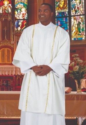 R.J. Toomey Classic Jacquard Collection White Dalmatic with Inner Stole