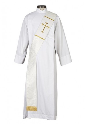 R.J. Toomey Fleur-de-Lis Cross Collection White Deacon Stole