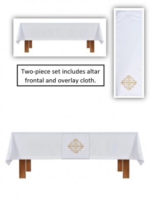 R.J. Toomey Holy Trinity Collection White Altar Frontal and Overlay Cloth Set