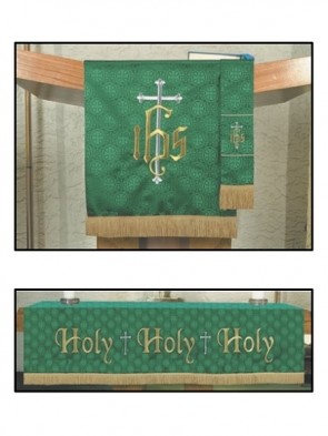 R.J. Toomey Maltese Cross Green Jacquard Three-Piece Parament Set