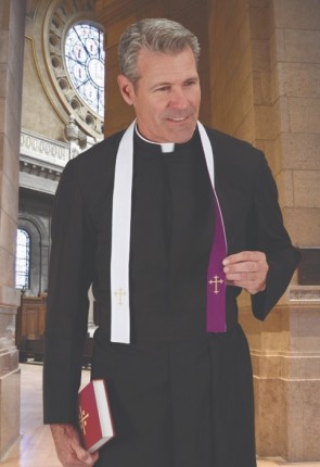 R.J. Toomey Portable Purple/White Reversible Ribbon Overlay Stole