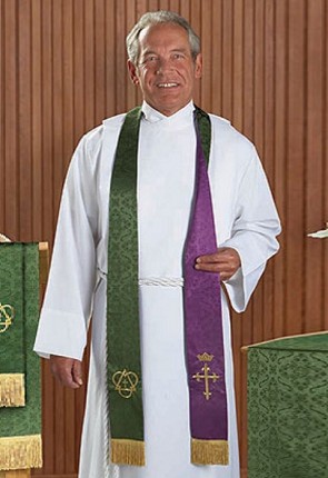 R.J. Toomey Purple/Green Jacquard Reversible Stole