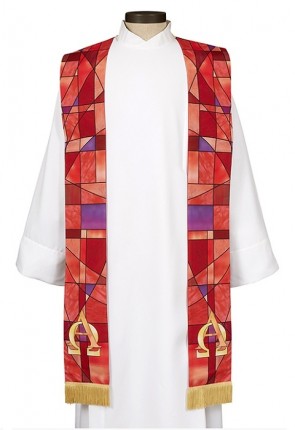 R.J. Toomey Stained Glass Collection Red Overlay Stole