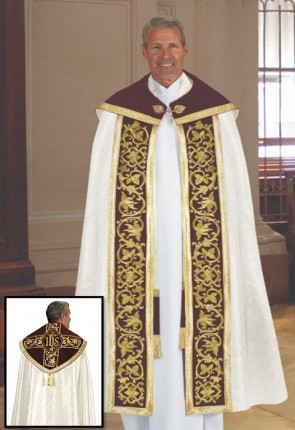 R.J. Toomey Verona Collection Off-White, Fully-Lined Cope With Inner Stole