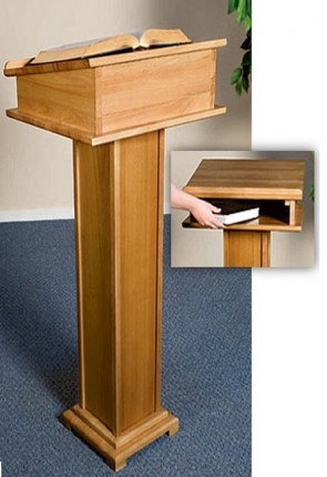 Robert Smith 43"H Maple Square-Base Lectern With Shelf