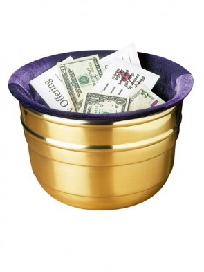 Sudbury Brass 10"D Large Offering Pot with Purple Liner