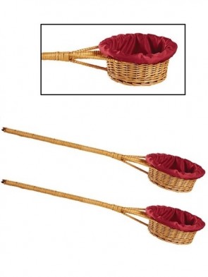 Sudbury Brass Round Offering Basket with 35"L Handle - Set Of 2 Baskets