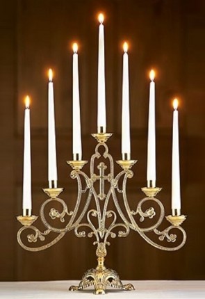 Sudbury Brass Ave Maria 14-1/2"H Seven-Light Table Candelabra