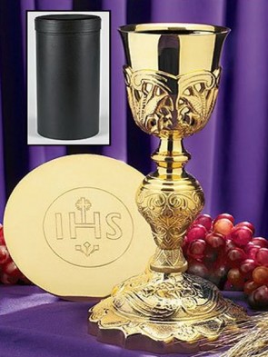 Sudbury Brass Coronation Chalice and Paten Set with Carrying Case