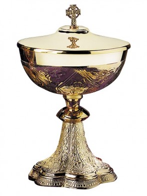 Sudbury Brass Embossed Vines Ciborium with Celtic Cross Cover
