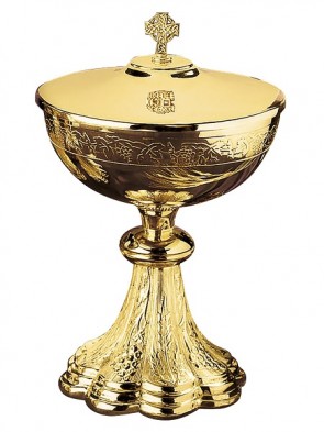 Sudbury Brass Grapes and Wheat Ciborium with Celtic Cross Cover