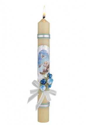 Will & Baumer 1-1/4"D "Boy with Dove" Baptism Candle - Box of 4 Candles