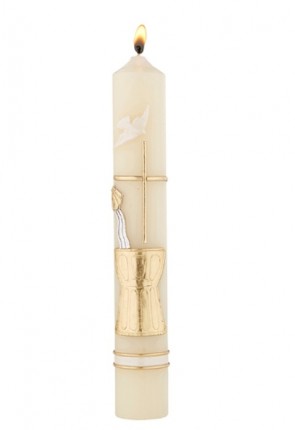 Will & Baumer 1-1/2"D "Cross and Chalice" Baptism Candle - Box of 4 Candles